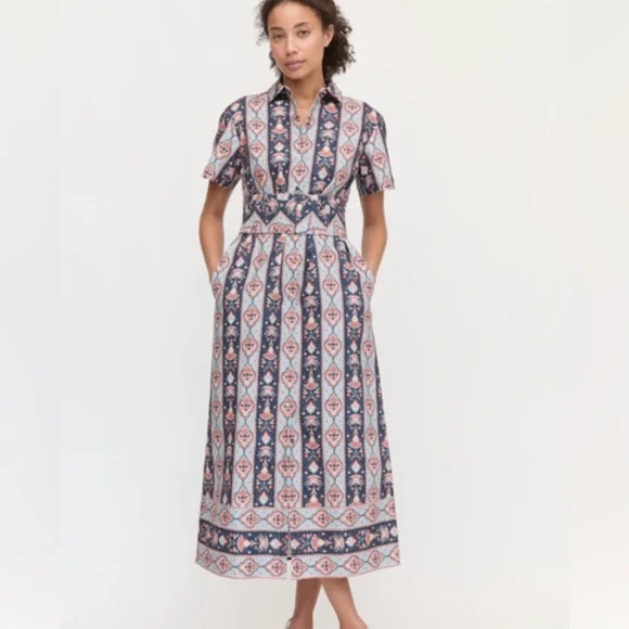 Hill House Navy and Peach Printed Maxi Dress - Picture 2 of 4